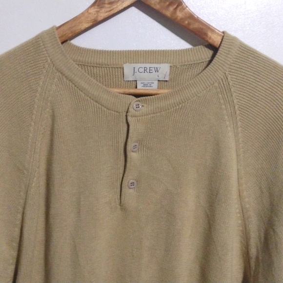 Y2K J Crew Men's Henley Shirt Dark Beige Large - Picture 3 of 7